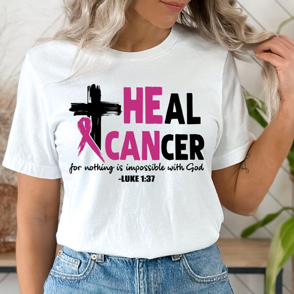 Heal Cancer SVG - Breast Cancer Awareness Month SVG T SHirt Design Cut Files for Cricut, Silhouette - Religious T Shirt Gift for Spiritual