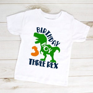 Three Rex SVG Birthday Boy Shirt Design Plik do cięcia dla Cricut, sylwetka, cięcie winylu, żelazko na - T-Rex Cute Dinosaur SVG - 3-letnia impreza