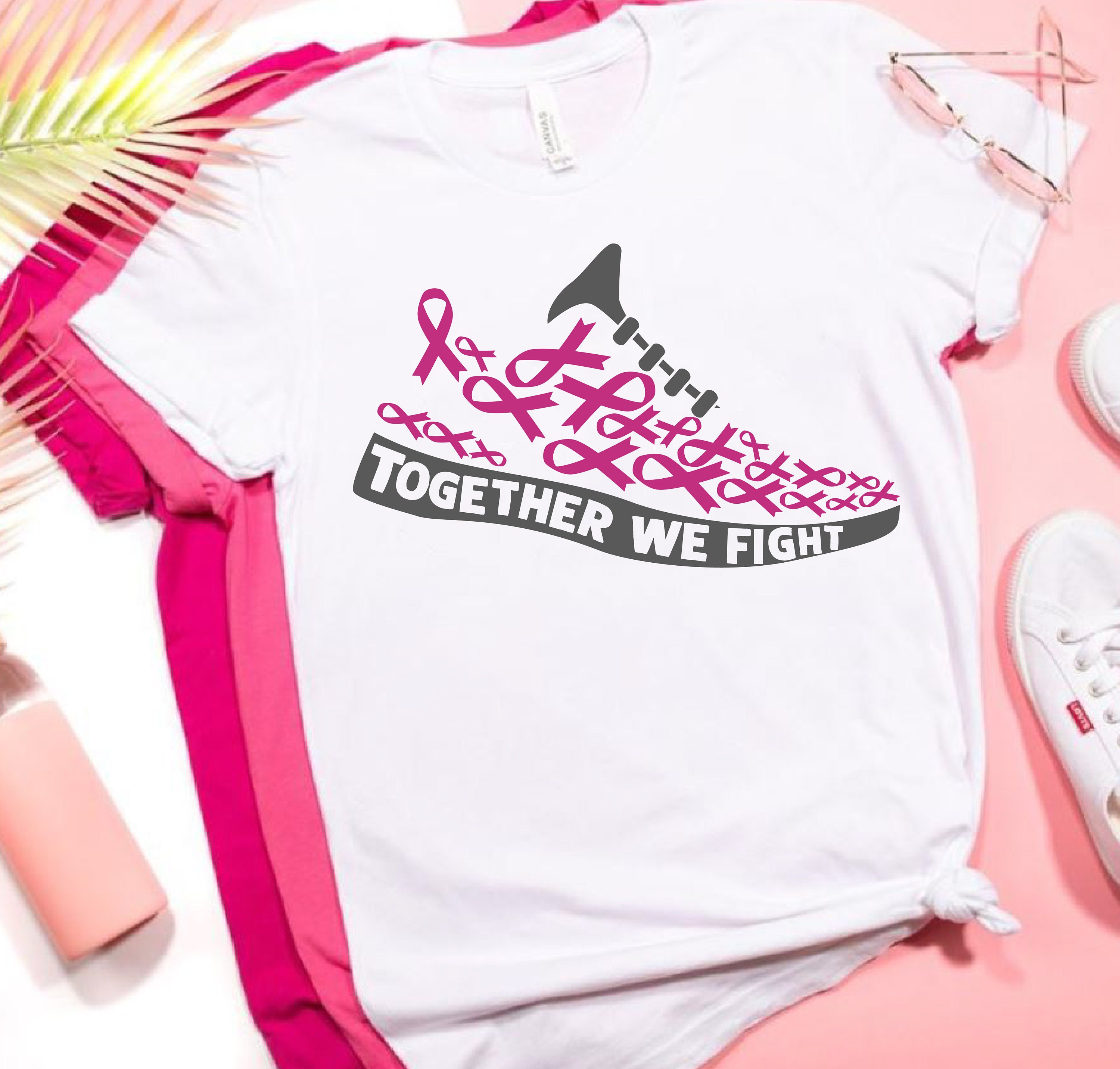 Running Shoe Breast Cancer SVG Together we Fight T Shirt Etsy