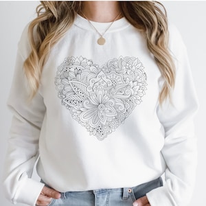 Hart Mandala SVG snijden bestand voor Cricut, silhouet, vinyl, opstrijkbare - hart Zentangle ontwerp voor het aanpassen van T-shirts, bakken, mokken