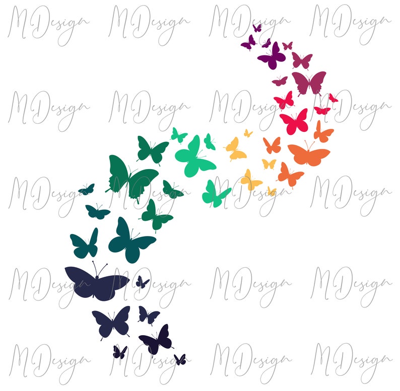 Download Rainbow Butterfly SVG Cut File for Cricut Silhouette Vinyl ...