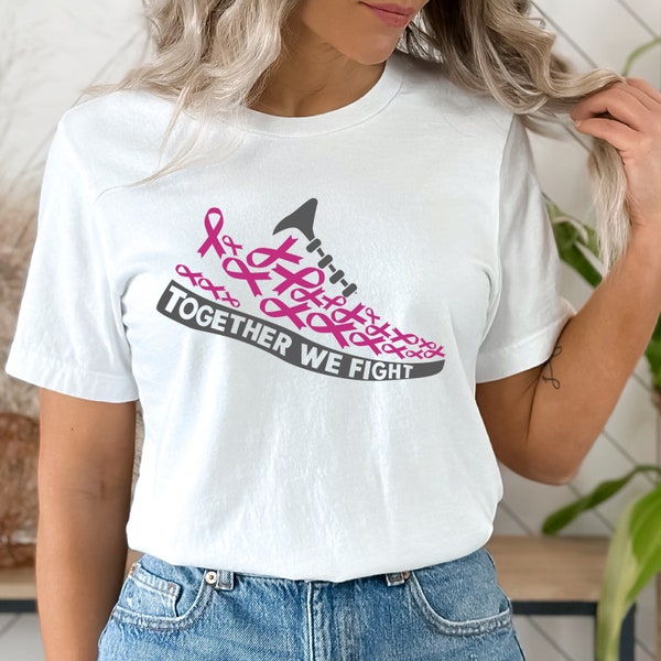 Running Shoe Breast Cancer SVG Together we Fight T Shirt Design - Cut Files for Cricut, Silhouette, Vinyl, Iron On Print