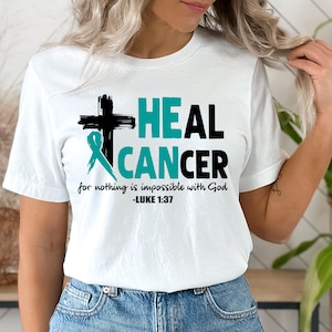 Heal Cancer SVG - Mese di consapevolezza del cancro ovarico SVG T Shirt Design Taglia file per Cricut, Silhouette - T-shirt religiosa Regalo per spirituale