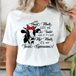 Smart Mouth Gets me In trouble T Shirt Design SVG - Funny Sarcastic Country SVG for Cutting Vinyl, Iron On, Sublimation Design