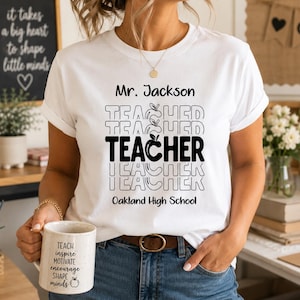 Personalized Teacher T-Shirt SVG Design with School Name | Cricut Silhouette Digital Download