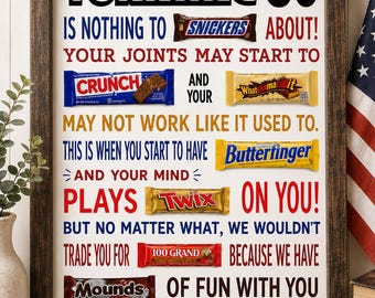 60th Birthday Candy Poster – Funny Sarcastic Gift (PDF)