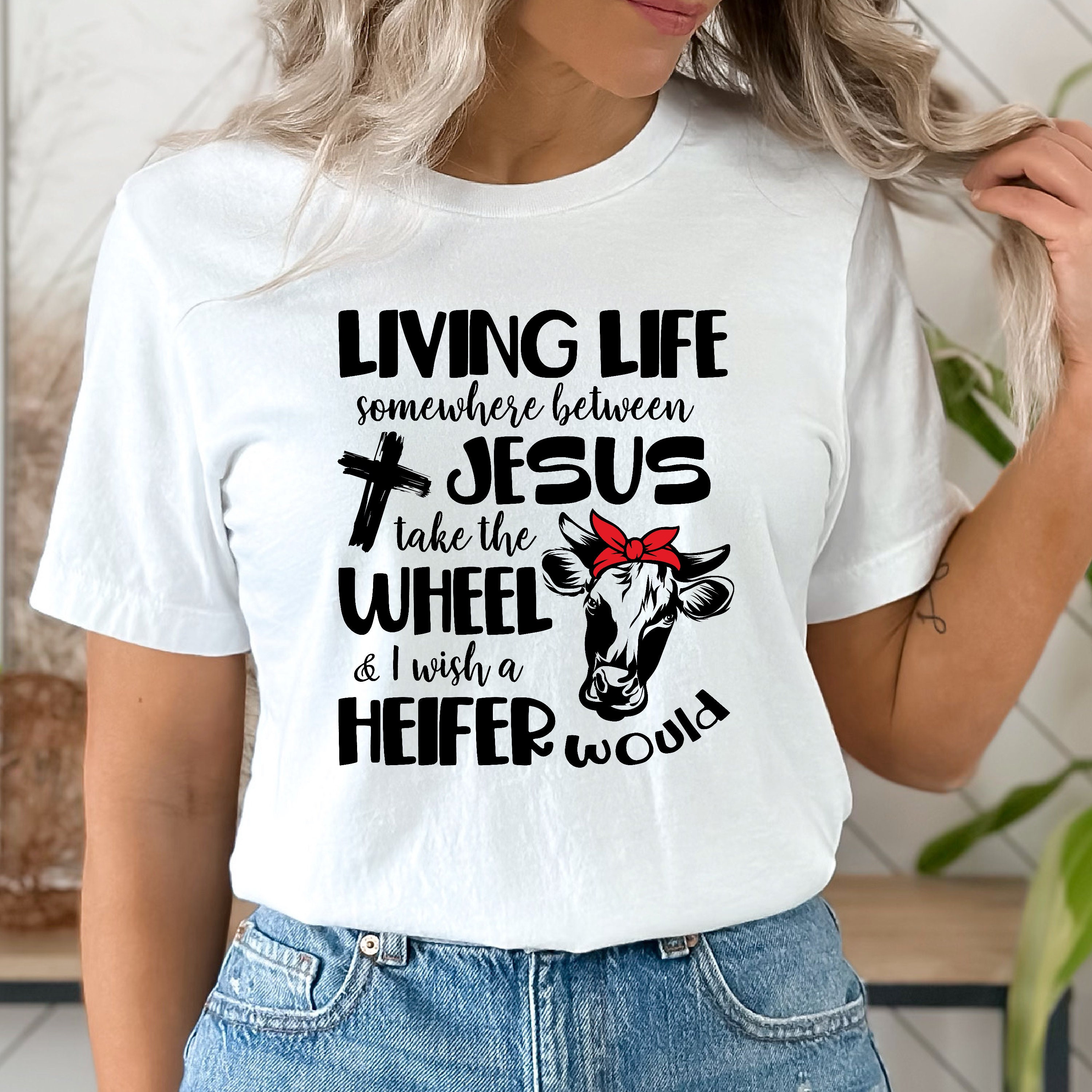 Living Life Somewhere Between Jesus Take The Wheel Tshirt Living Life Somewhere Between Jesus Take The Wheel Tshirt