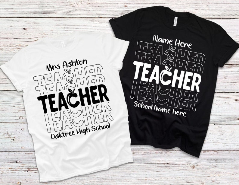 Personalized Teacher T-Shirt SVG Design – School Name, Cricut, Silhouette (Digital Download) image 2