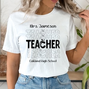 Gepersonaliseerde Leraar T Shirt Design met School Naam - Leraar SVG Cutting Files voor Cricut, Silhouette, Glowforge- Teacher Appreciation Day