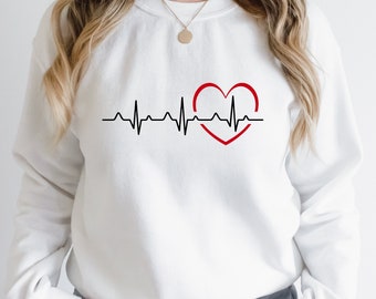 Heartbeat Heart SVG Nurse EKG Line, Medical Clipart, RN School