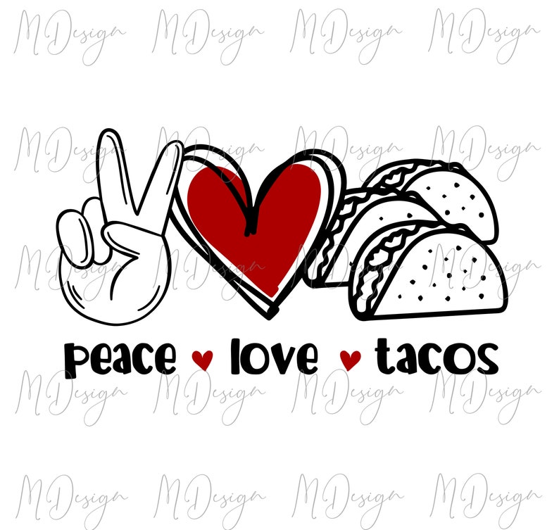 Download Peace Love Tacos T Shirt Design SVG Cut File for Cutting Vinyl | Etsy