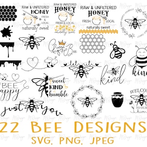 Bee SVG Bundle Cutting Files voor Cricut, Silhouette, Glowforge - Bee Kind - Welkom bij onze hive- Geweldig voor Wall Art Instant Digital Download