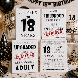 18th Birthday Printable Poster - Cheers to 18 Years  Printable Sign for Birthday Party Decor - Print at Home Cheap - Welcome to Adulthood