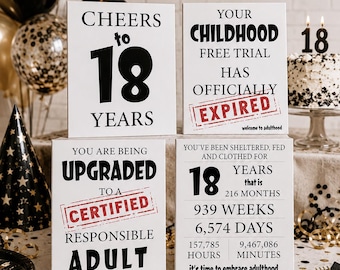 18th Birthday Printable Poster - Cheers to 18 Years  Printable Sign for Birthday Party Decor - Print at Home Cheap - Welcome to Adulthood