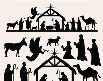 Nativity SVG | Nativity Scene Clipart | Nativity Set Laser Cut Files | Christmas Jesus Birth Scene