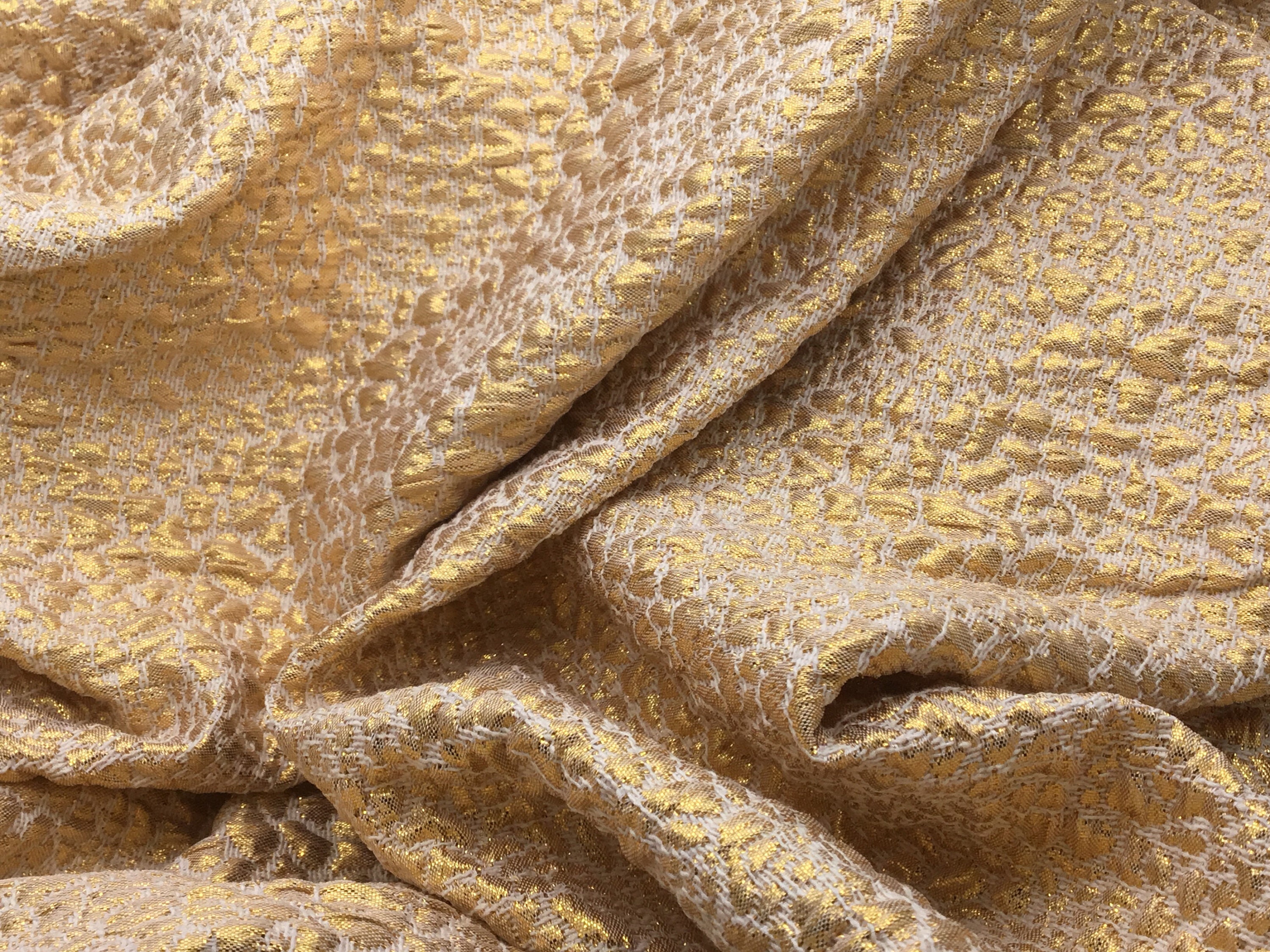 New gold silk blend metallic jacquard cloque fabric Etsy