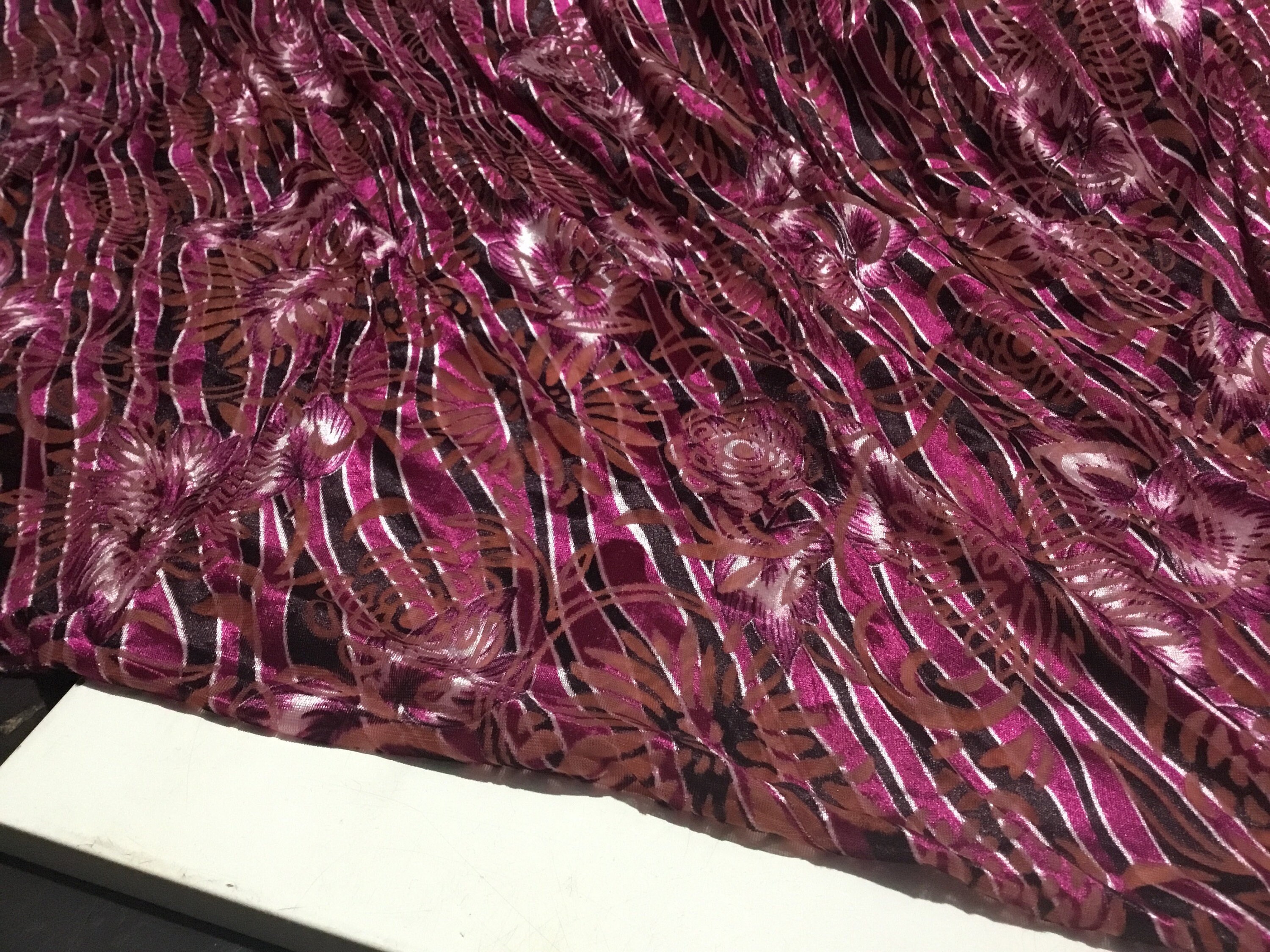 NEW Designer Stretch Velvet Jersey Floral Stripe Print Burnout - Etsy UK