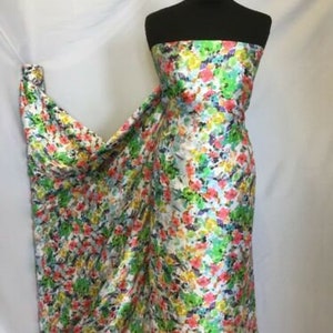 New designer multi colour silky soft poly satin floral collage print fabric 57&quot;