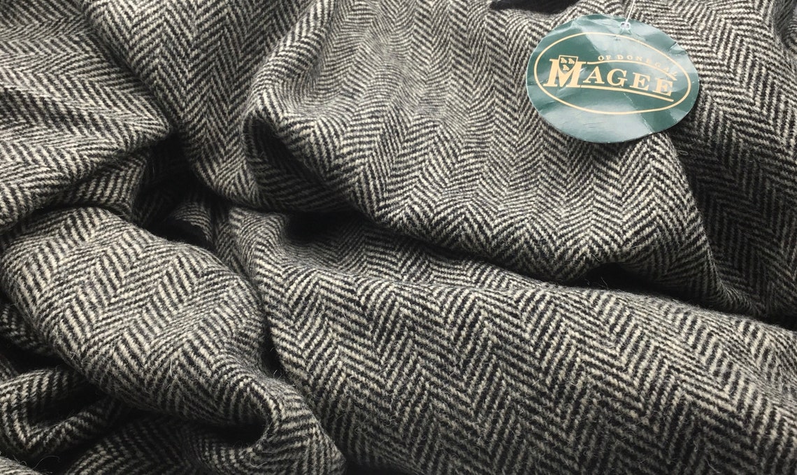 NEW Herringbone 100% Wool Tweed Made in Ireland Fabric - Etsy