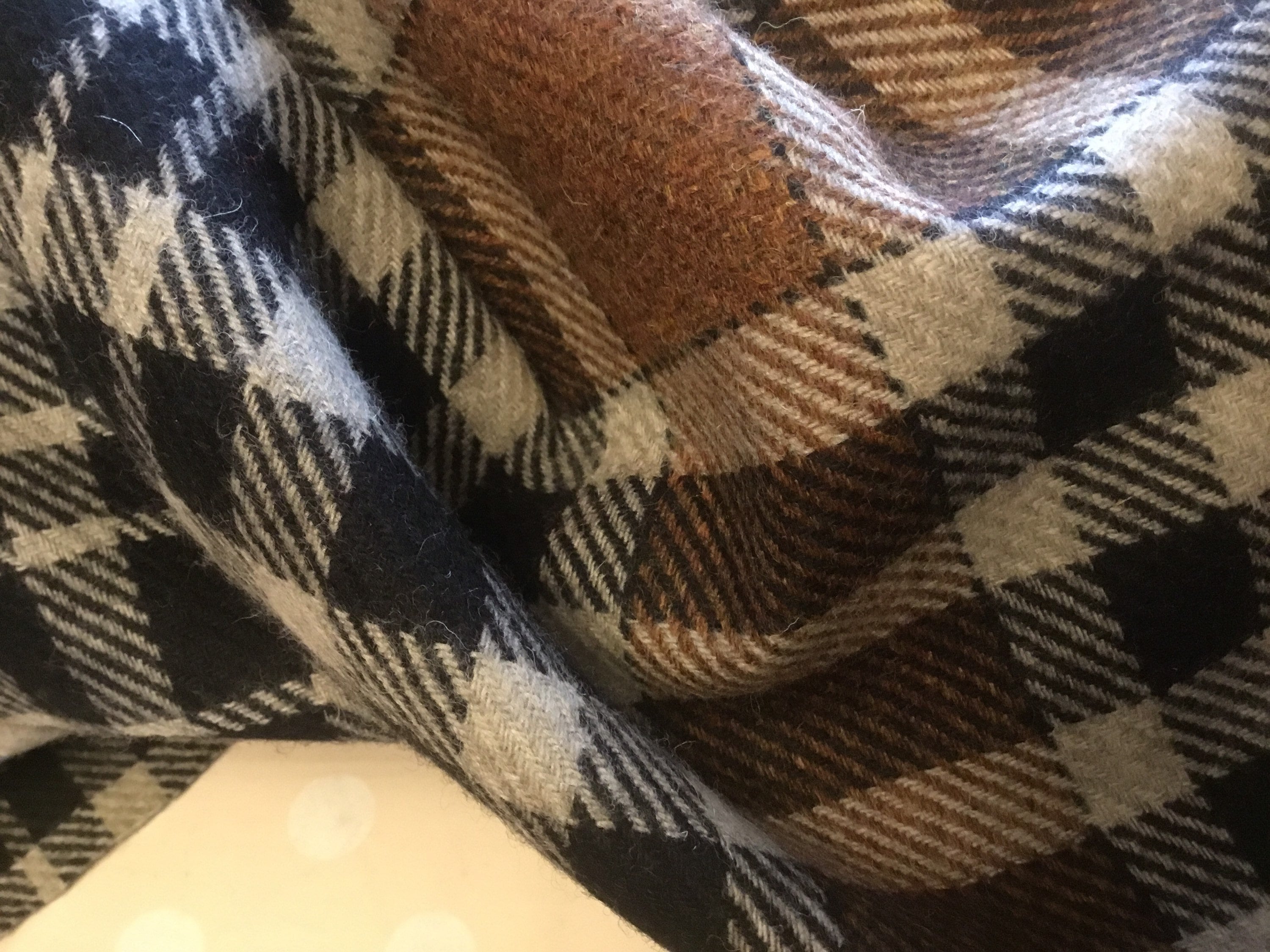 NEW Designer Large Check Check 100% Wool Fabric Material Garment Cloth ...