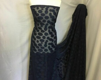 New Navy Chiffon Satin Burnout Designer Spot Party Wear 58" 148 cm Franco Capra