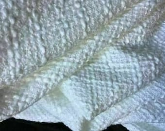NEW Designer White Colour Wool Boucle Fabric 60" 153 cm Seen On Designer Catwalk