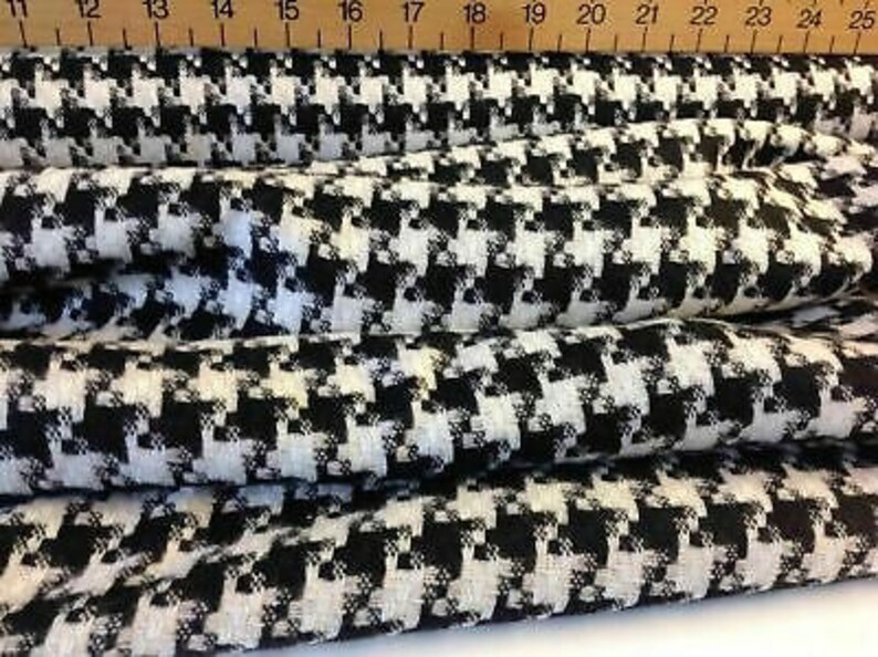 Black / White Dogtooth Wool Boucle Fabric As Seen On Designer Etsy