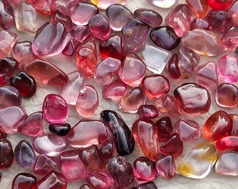 Burma Spinel Crystals: Pink Red Polished Gemstone Chips (10 ct)
