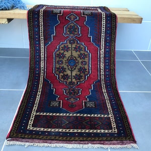 kitchen decor rug,free ship rug,bathroom rug,3'9x1'9 feet ,decorative rug,handmade rug,dark blue rug,rug,turkish rug Small rug,Dor Mat image 8