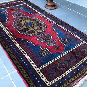 kitchen decor rug,free ship rug,bathroom rug,3&#39;9x1&#39;9 feet ,decorative rug,handmade rug,dark blue rug,rug,turkish rug Small rug,Dor Mat