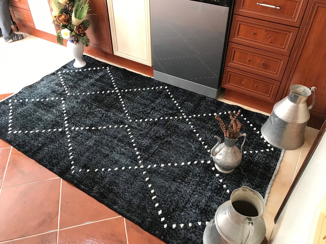 Rust Black Aztec Rug Black Aztec Rug,6’7x3’8feet,moroccan Rug,handwoven Rug,handmade Black ...
