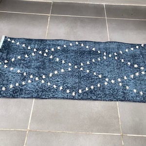 Blue rug,3’3x1’5feet,doormat rug,100x46cm,small rug,blue bedroom rug,bathroom rug,modern turkish rug,small blue rug,aztec rug,free ship rug