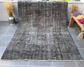 overdyed turkish rug,9'3x5'4 feet,bohemian nomadic rug,vintage gray rug,Handmade rug,grey rug,turkish rug,area rug,anatolian gray rug