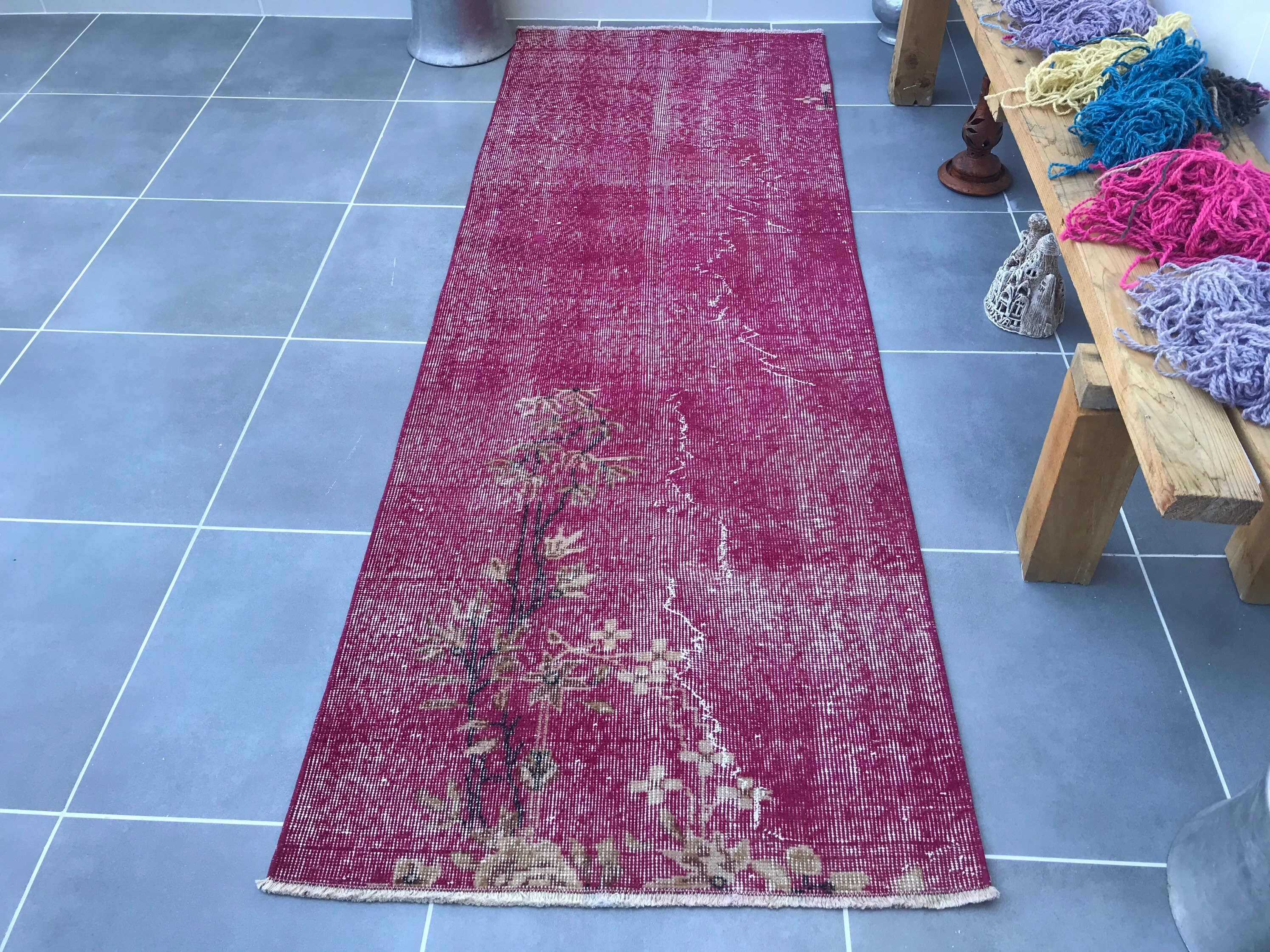 Pink Hallway Rug Patterns 7.4x2.6feethandwoven Pink Hallway Rugalair Runner - Etsy