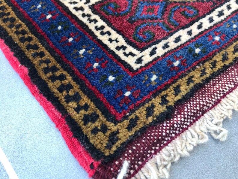 kitchen decor rug,free ship rug,bathroom rug,3'9x1'9 feet ,decorative rug,handmade rug,dark blue rug,rug,turkish rug Small rug,Dor Mat image 7