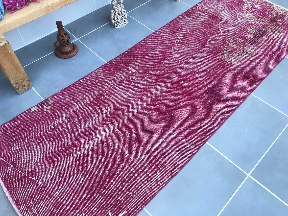 Pink Hallway Rug Patterns 7.4x2.6feethandwoven pink Hallway rugAlair runner | Etsy