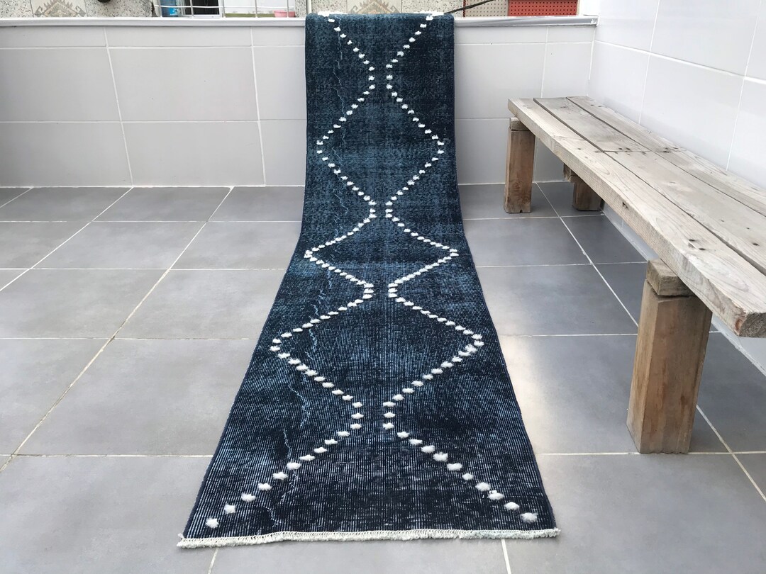 Kitchen Rag Rug Blue Kitchen Rug,9’8x2’0feet,runner Rug,300x60cm,blue Rug,moroccon Rug ...