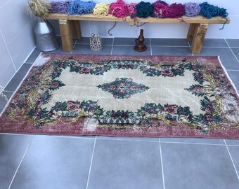 free ship rug,6&#39;5x3&#39;6feet ,decorative rug,199x111cm,aztec rug,bohemian rug,handmade rug,pink rug,turkish rug,minimalist rug,boho rug,rugs