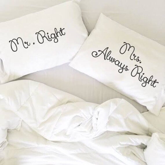 Mr Right Mrs Always Right Pillow Cases His Hers Etsy