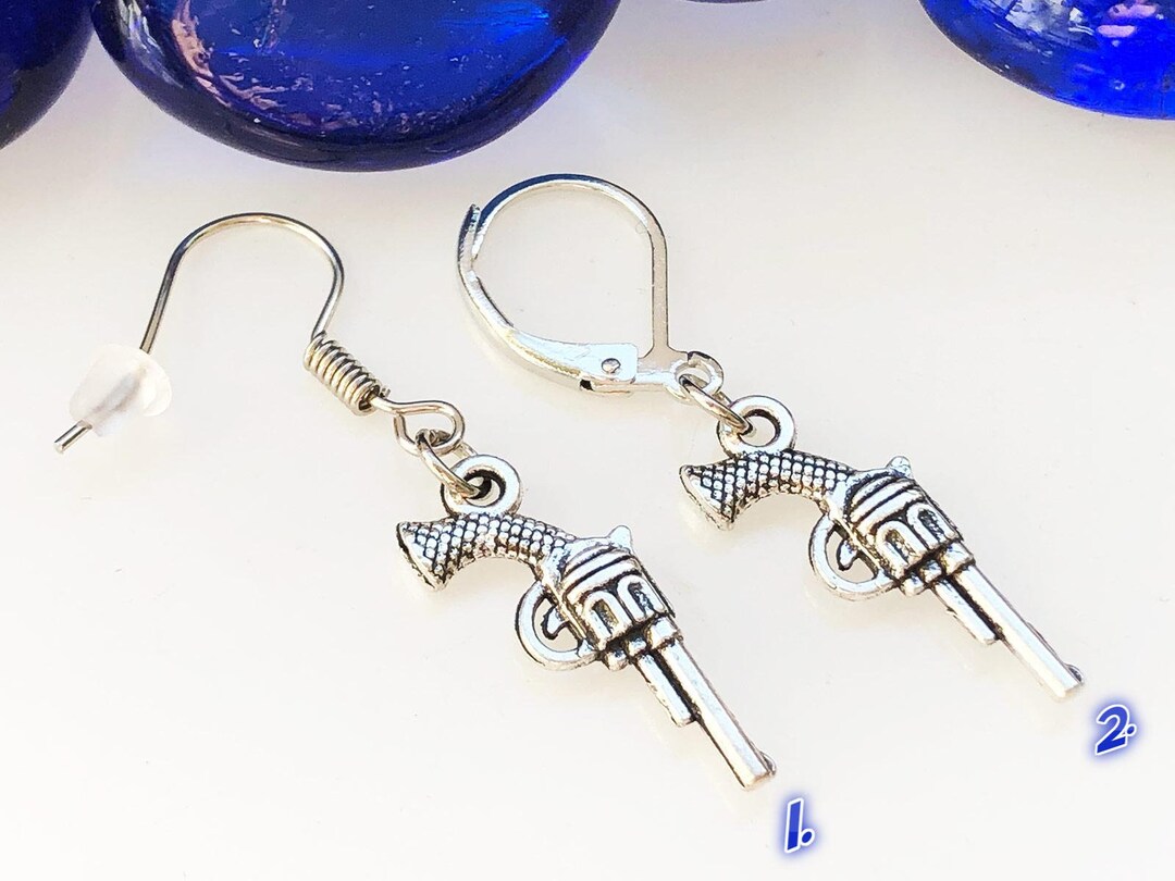 One Gun Earring Pistol Revolver Gangster Earring Gang Etsy