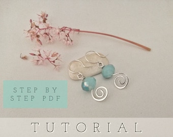 Earrings tutorial, Jewelry tutorial, bead wire DIY, DIY earrings tutorial, pdf download jewelry, step by step tutorial, spiral earrings,