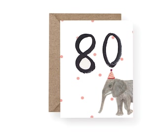 80th Birthday Elephant Card