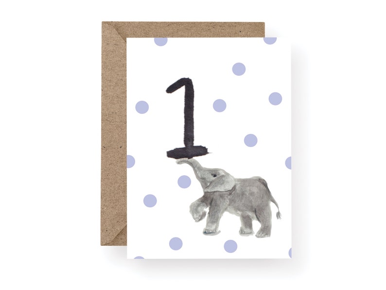 1st Birthday Elephant Card image 1