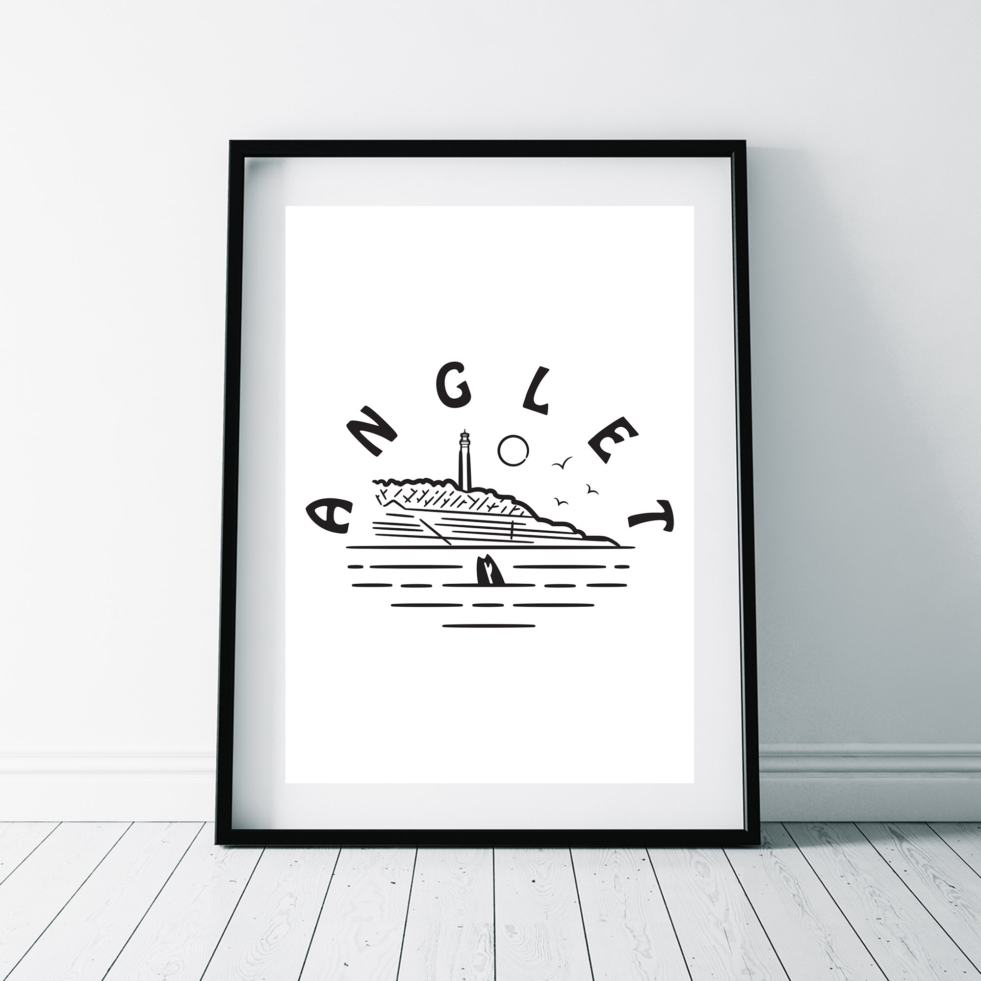 Anglet Affiches [A3, A4, Carte Postale] - Côte Basque Chambre d'amour Phare Biarritz Spot Surf Franç