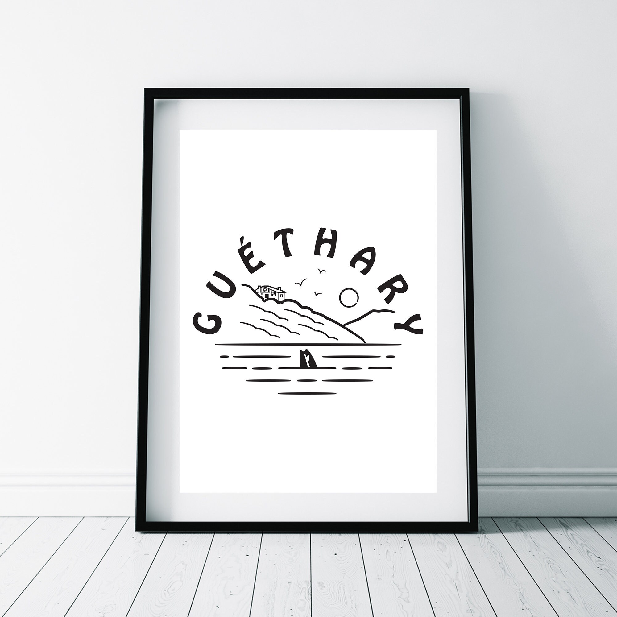 Guethary Affiches [A3, A4, Carte Postale] - Parlementia Alcyions Cenitz Passerelle Itsasoan Côte Bas