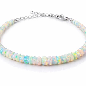 Naturligt etiopiskt opalpärlarmband | AAA hög eld ädelsten, smycken med oktobers födelsesten