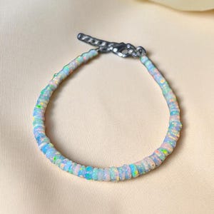 Handmade Ethiopian Opal Bracelet: 925 Sterling Silver, Rainbow Fire