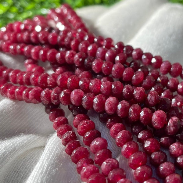 Ruby beads string for jewelry making round shape ruby beads for necklace making, Blood red Ruby Beads loose gemstone