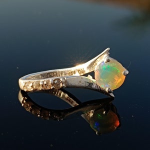 Handcrafted 925 Silver Pendant featuring Natural Diamond and Opal Gemstone