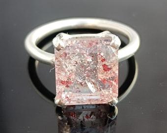 Natural Super Seven Gemstone Ring, Handmade 925 Sterling Silver Jewelry, Unique Red Super 7 Loose Gems Jewelry, Super 7 Gemstone Silver Ring
